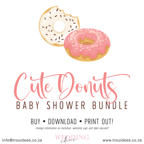 Cute Donuts (Girl) Baby Shower Stationery